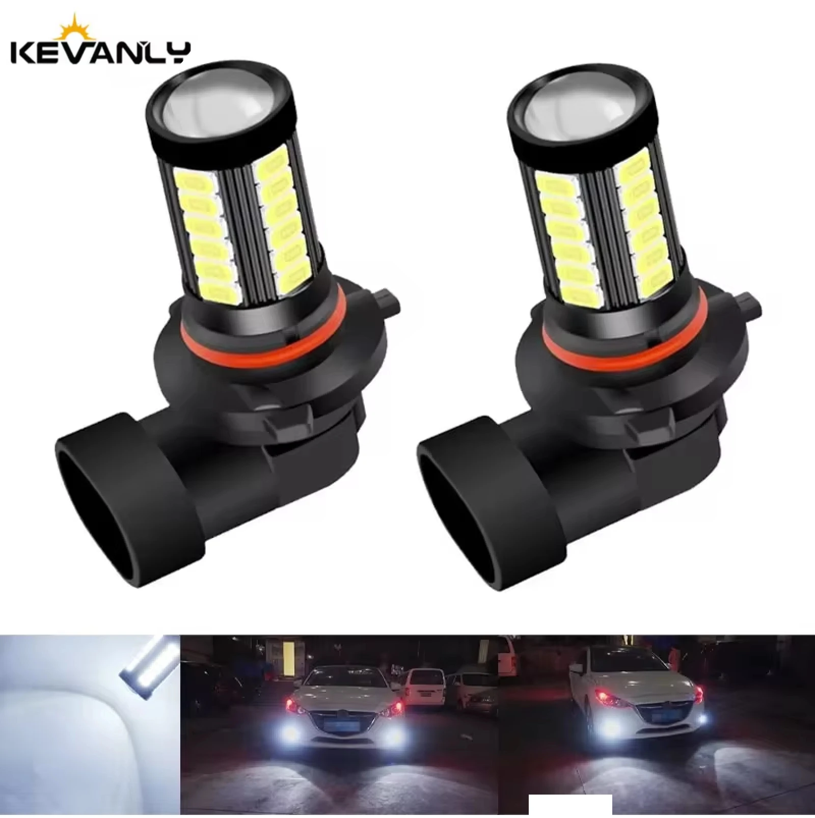 LED Light 2pcs 12-24V H7 H4 H11 5730 Chips 33smd LED Bulbs Car Driving Light