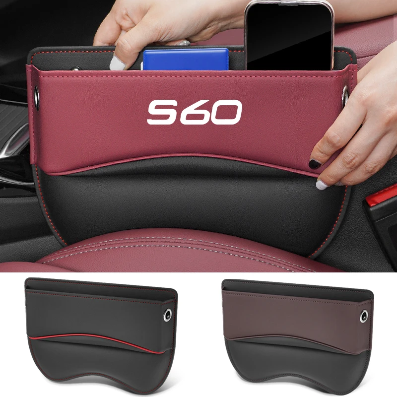 

Car Storage And Finishing Leather Seat Gap Storage Box For Volvo S60 Auto Interior Chair Sewn Leather Storage Box Auto parts