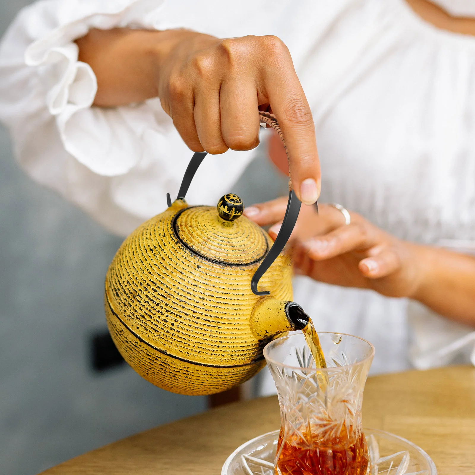 Compact Ergonomic Anti Scald Teapot Handle Wear Resistant Kettle Grip Daily Use Teapot Accessories Kitchen Dining Bar Sets Retro