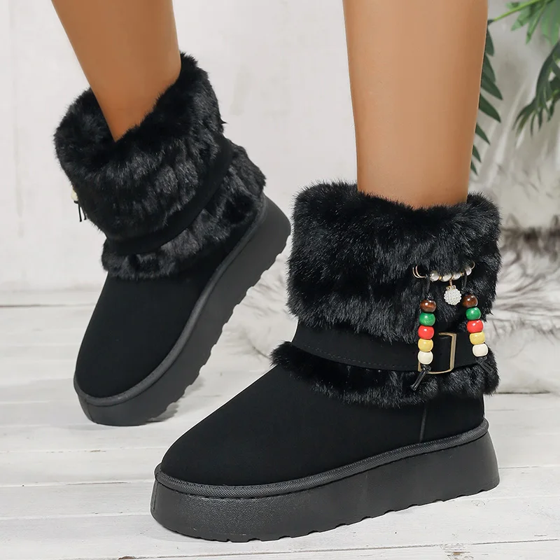 Legend Footwear Furry Chunky Platform Ankle Boots main image 0