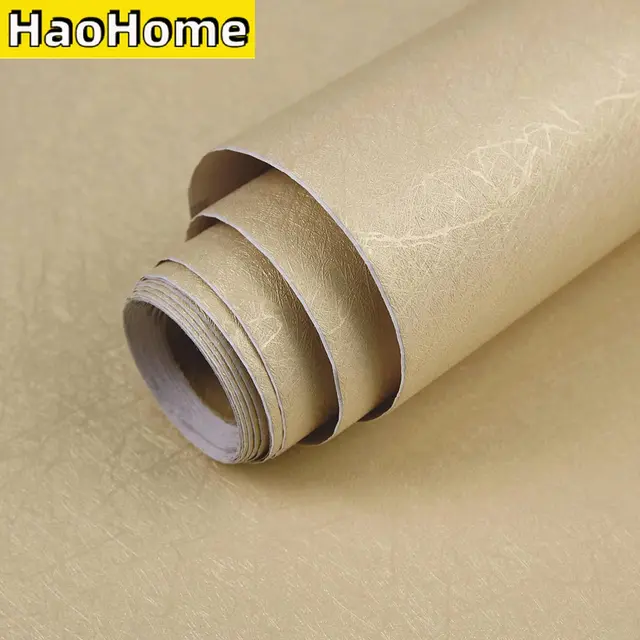 Beige ผ้าไหมวอลล์เปเปอร์ลายนูน Self Adhesive Peel และ Stick วอลล์เปเปอร์ที่ถอดออกได้ห้องครัววอลล์เปเปอร์ไวนิลวอลล์เปเปอร์พื้นผิวตู้ 1