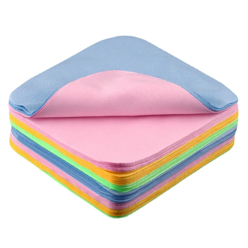 5 Pcs 13x13cm Candy Color Soft Glass Cloth Suede Fleece Double-sided Fleece Wipe Microfiber  Mobile Phone Screen Cleaning Cloth