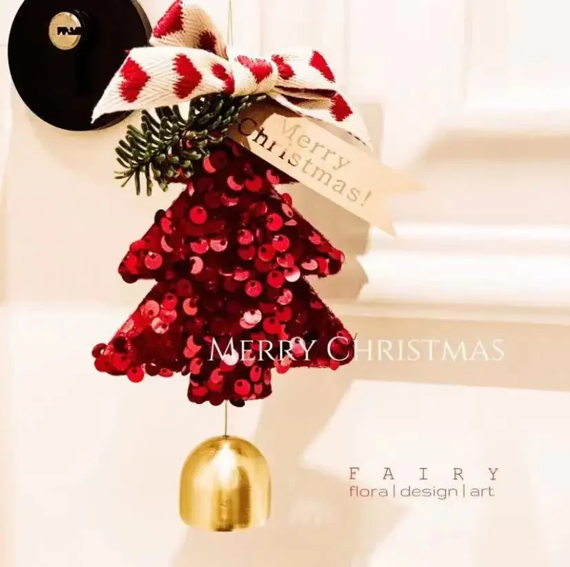 Christmas Tree with Bell Pendant Christmas Hanging Decoration Christmas Hanging Ornament for Home Festivals Porch Xmas Party