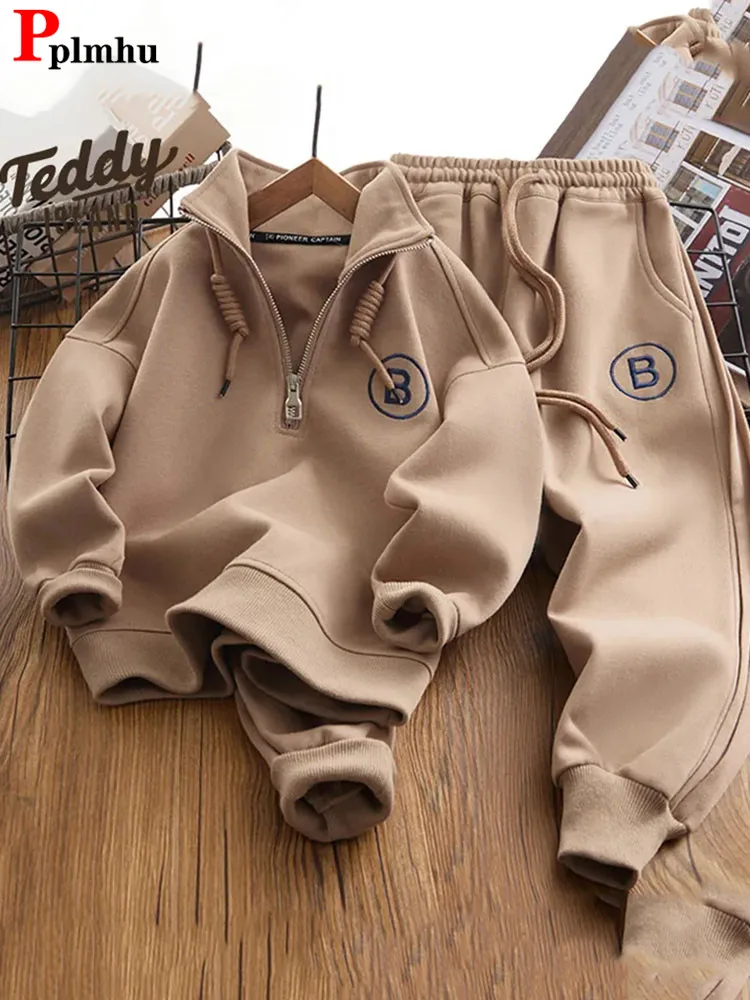 

Thick Sweatshirts Children 2 Piece Sets Casual Pullover Long Sleeve Tops Boys Conjunto 2023 New Warm Sweatpants Kids Ensemble