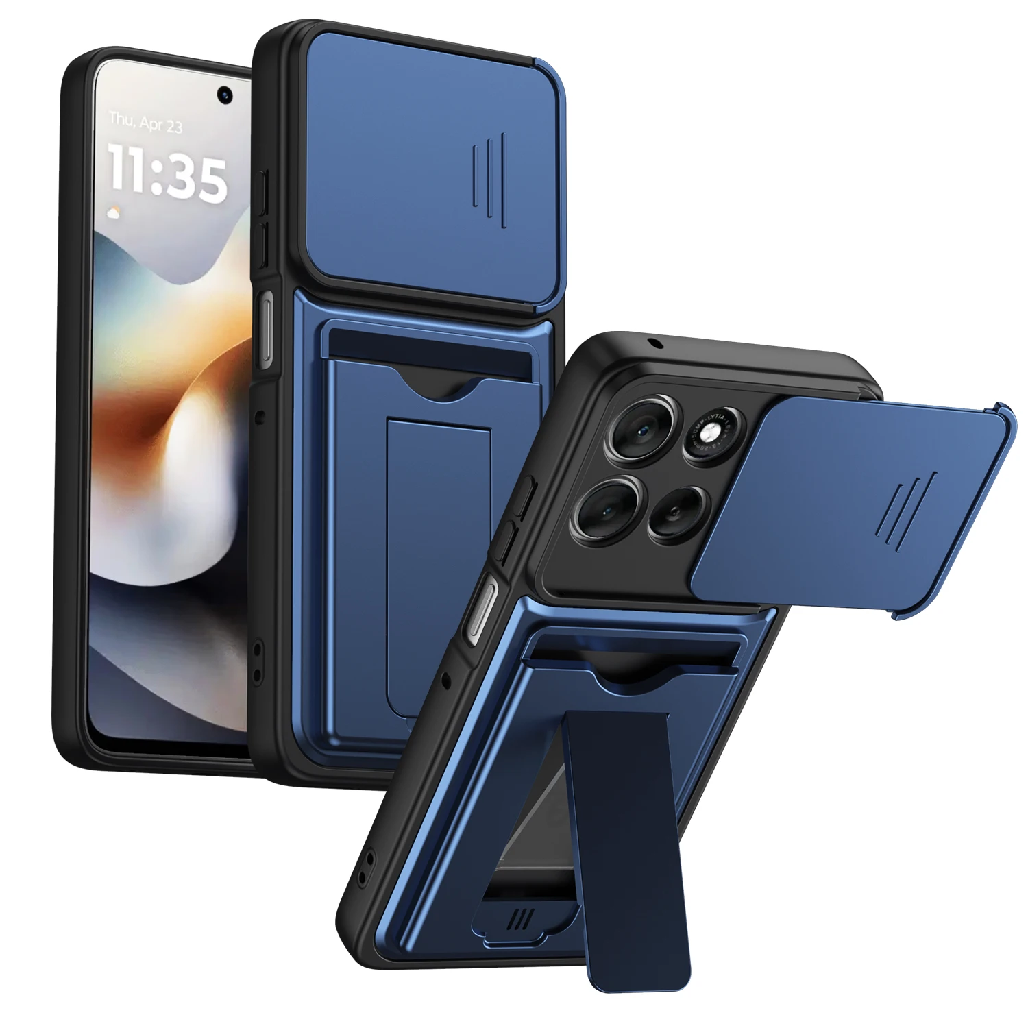 Lens Camera Card Holder Wallet Stand Phone Case Cover