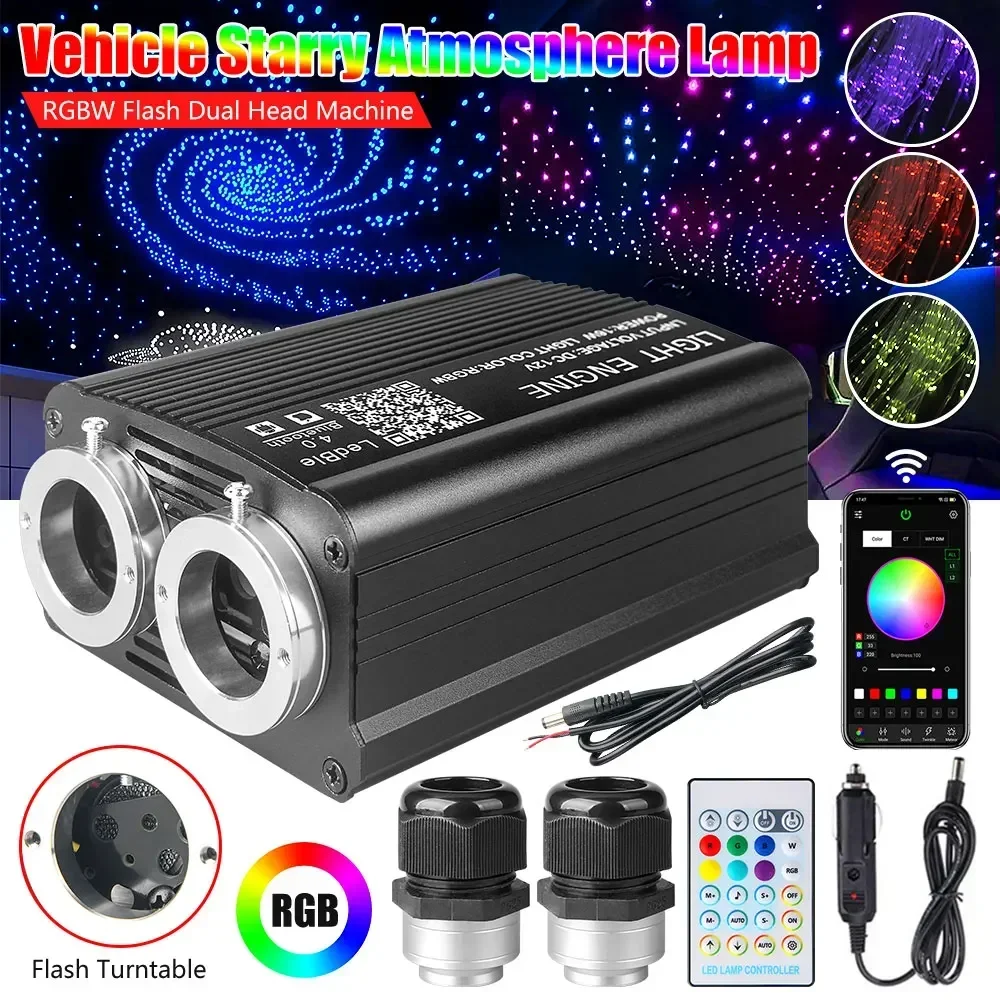 RGBW Fiber Optic Star Ceiling Light Kits Car Roof Star Lights for Kid Room Starry Sky Optical fiber Lighting APP Music Control fiber optic lamp fiber optic ceiling kit
