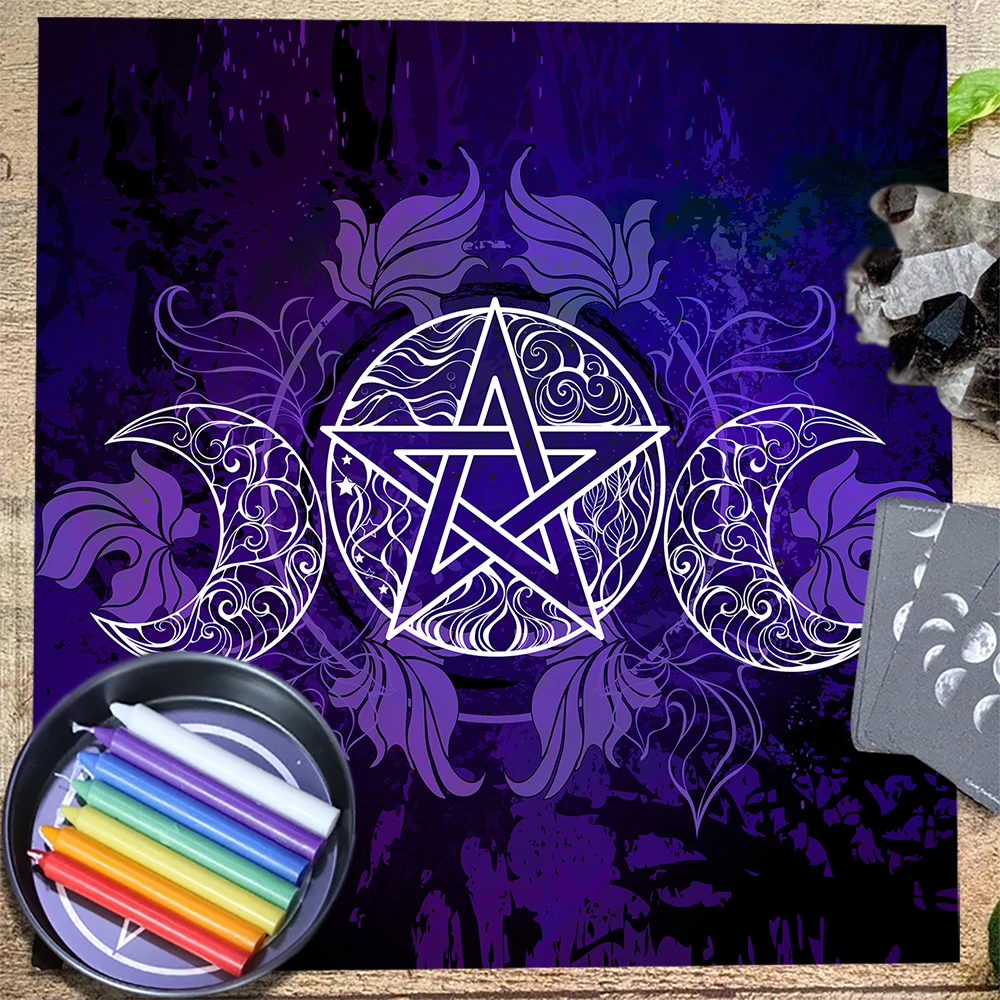 Mystery Purple February Five Star Tarot Wallpaper Magical Altar Cloth Magical Wallpaper Tarot Divination Mat 5