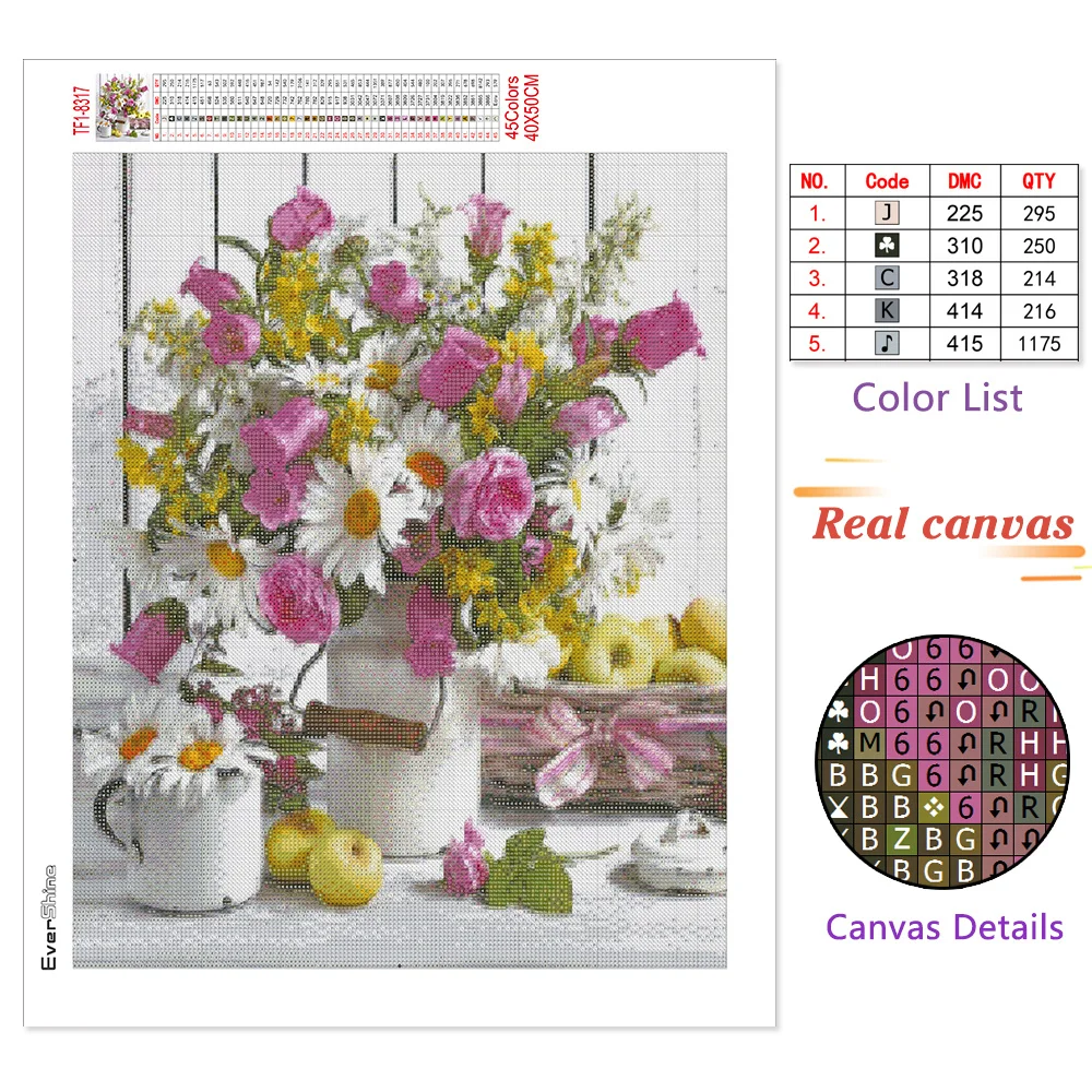 EverShine Diamond Painting Flower Cross Stitch Set Diamond Mosaic Daisy Full Square Embroidery 5D Rhinestones Handmade Gift