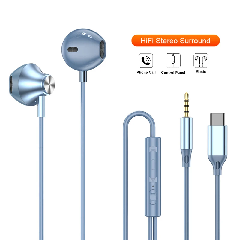 Wired HiFi Stereo Earbuds with Microphone and Volume Control