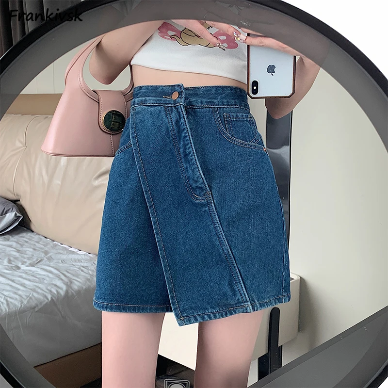 

Asymmetrical Skirts Women Summer Denim Leisure Daily Korean Style Harajuku Y2K Pocket High Waisted New Slim Elegant Trendy Retro