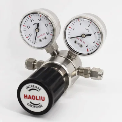

High quality air gas double gauge pressure reducer for gas media with gauge low pressure gas regulator