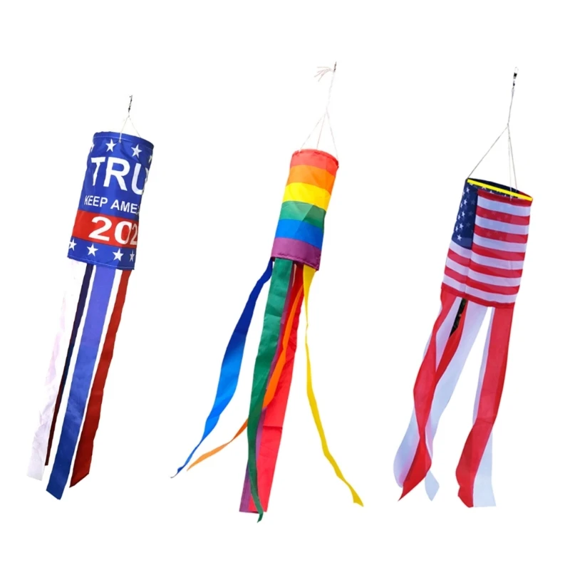 

2Pcs American US Rainbow Windsock 2020 Outdoor Patriotic Hanging Decoration 45BE