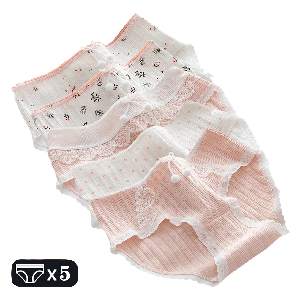 

5Pcs Underwear Women Cotton Panties Seamless Briefs Girls Lovely Panty Floral Underpants Female Sexy Lingerie