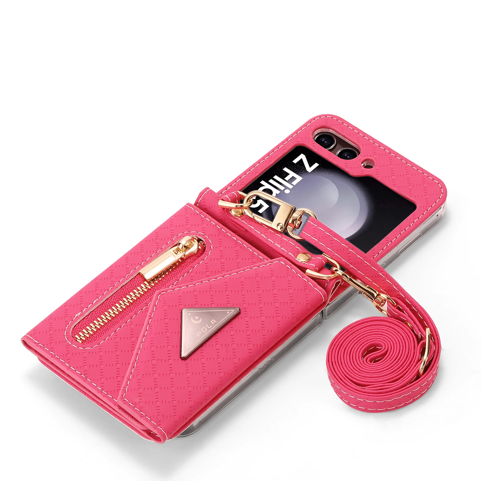 Zipper Leather Wallet Case with Card Holder & Wrist Strap – Magnetic Folio Handbag Cover