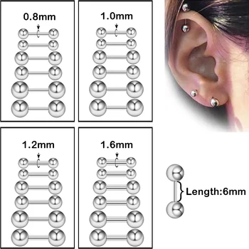 2 또는 5 또는 10 개/갑/팩 여성을위한 스테인레스 스틸 귀 Tragus 연골 피어싱 헬릭스 귀 로브 스터드 귀걸이 쥬얼리 트렌드 새로운