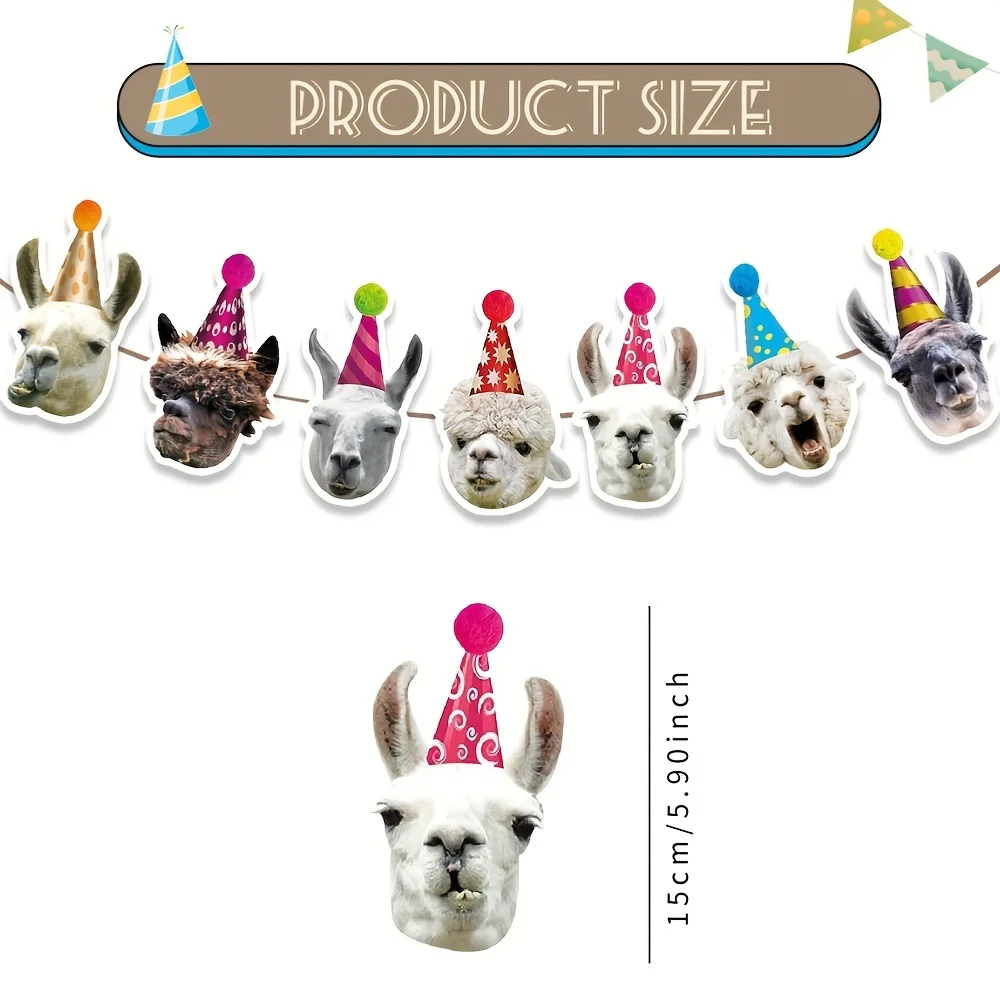 Party Decorations Llama Birthday Garland Funny Alpaca Face Portrait Bunting Hilarious Mexican Bday Party Decoration Baby Shower Supplies