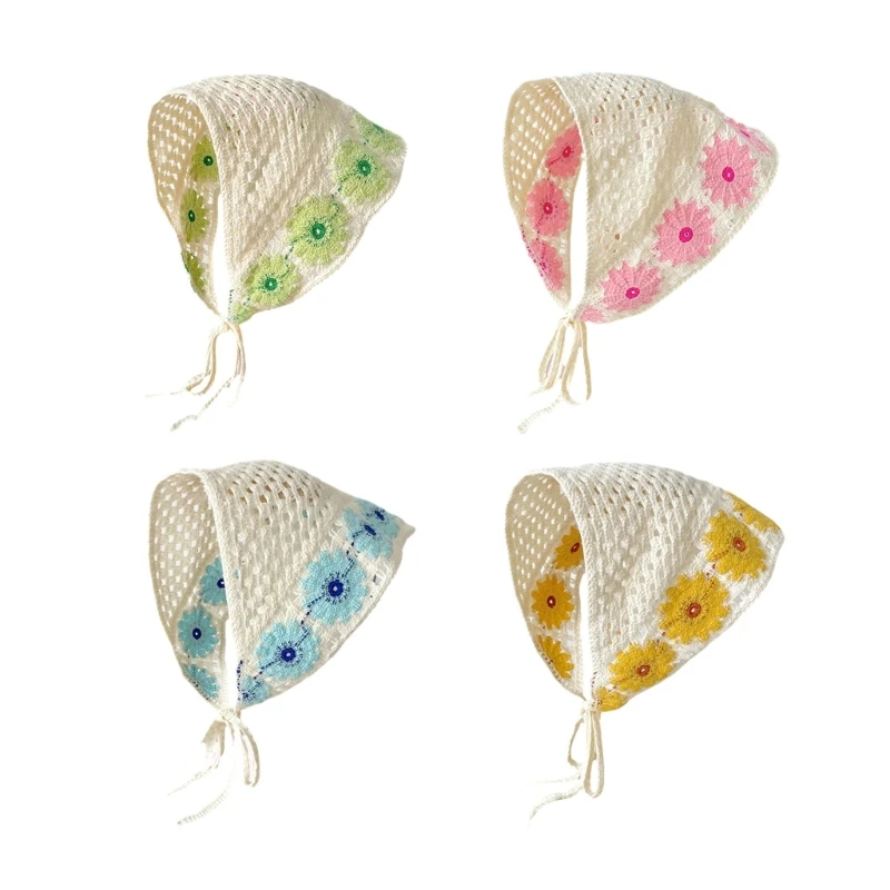 

Студенческая повязка для волос с цветочным узором, вязаный треугольный шарф, регулируемая повязка на голову для девочек