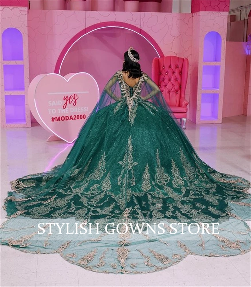 Green Sweetheart Ball Gown Quinceanera Dress Appliques Prom Dresses For Girl Graduation Birthday Party Gowns Vestido De 15 Anos