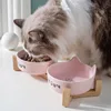 3pcs/set (1pc rack + 2pcs bowl) Non-Slip Ceramic Double Pet Food Bowl for Cats and Dogs - Prevents Spills and Slips 2