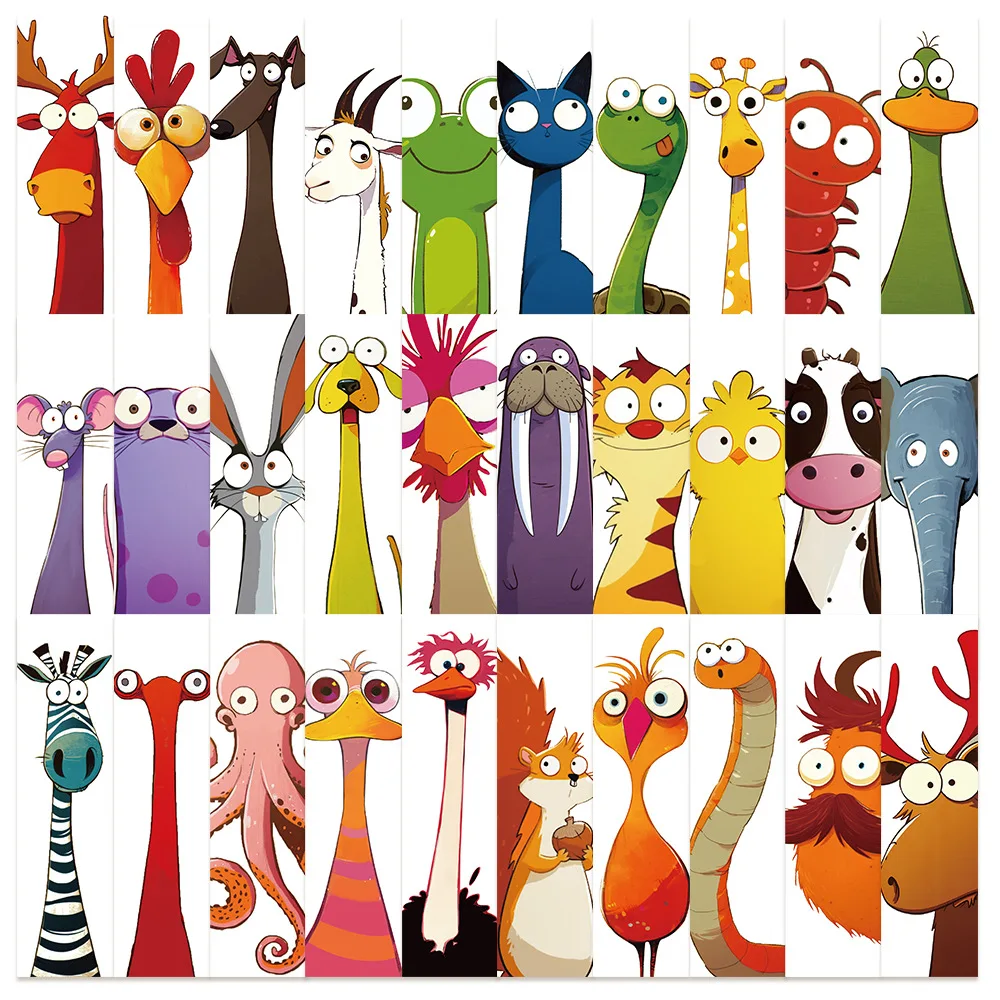 30Pcs Cute Funny Animals Bookmarks Reading Luggage DIY Gift Laptop Room Creative Gifts Durable Living Room Bookmarks