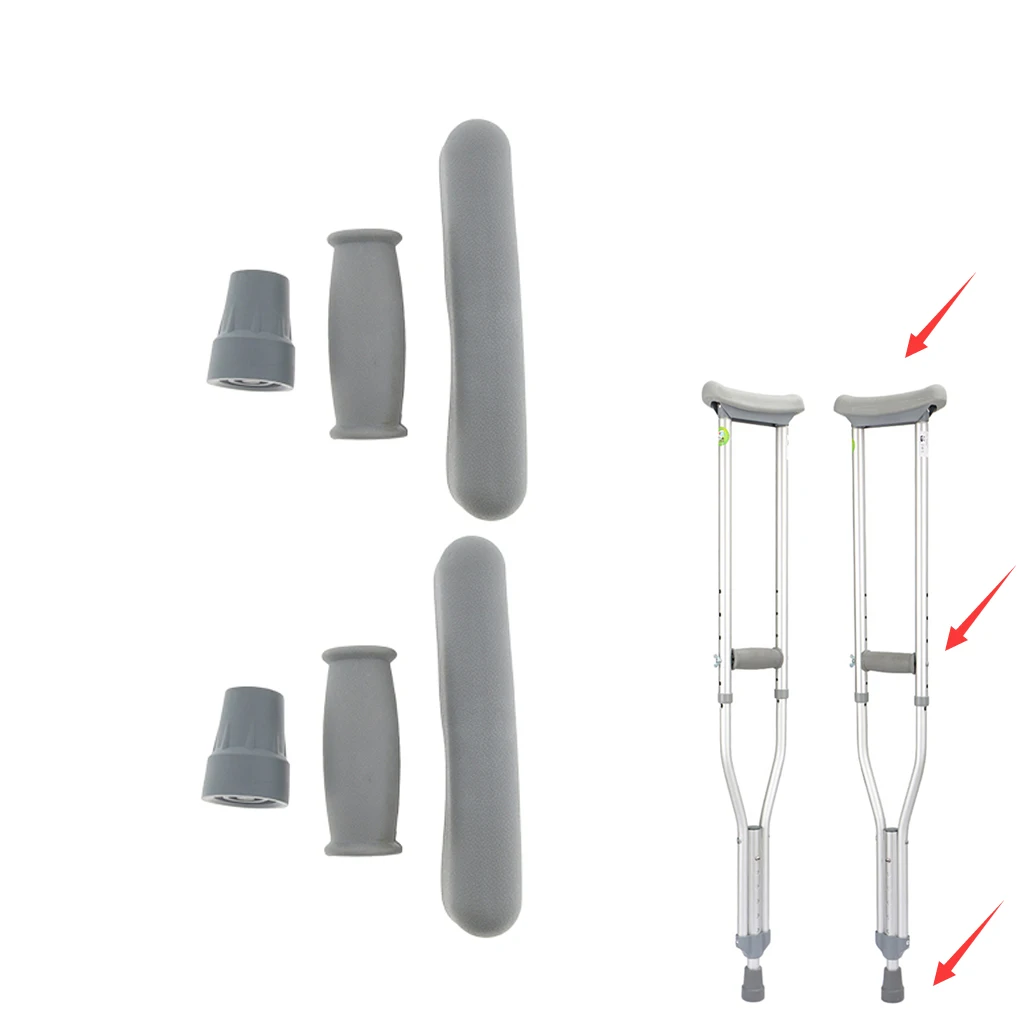 

Crutch Accessory Kit Crutch Pad Handle Grip Covers Tip Cover Gray Non-slip Screw Holster Rubber Crutch Replacement Part Pad