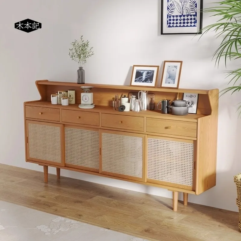 Japanese Solid Wood Sideboards Nordic Living Room Vestibule Chest of Drawers Kitchen Cabinets et Dining Room Furniture FYSB