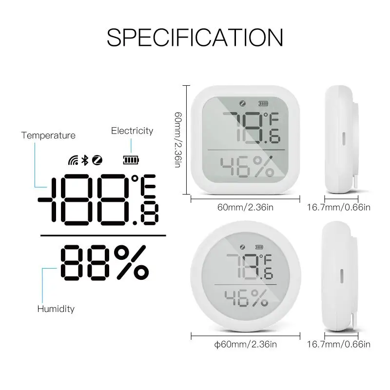 

CORUI Tuya ZigBee Smart Temperature And Humidity Sensor Indoor Hygrometer Thermometer Detector APP Control Need ZigBee Gateway