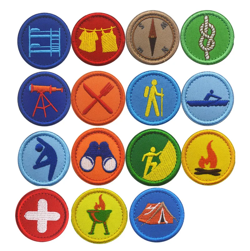 Variety Vintage Boy Scouts Patches Camp Cabin Hiking Outdoors Explorer Decor Badge Embroidered Patch Appliques For Shoe Backpack