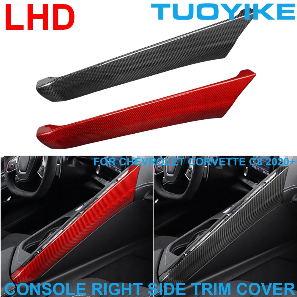 

Car Real Dry Carbon Fiber Central Console Control Right Side Frame Cover Trim Sticker Panel For Chevrolet Corvette C8 2020+