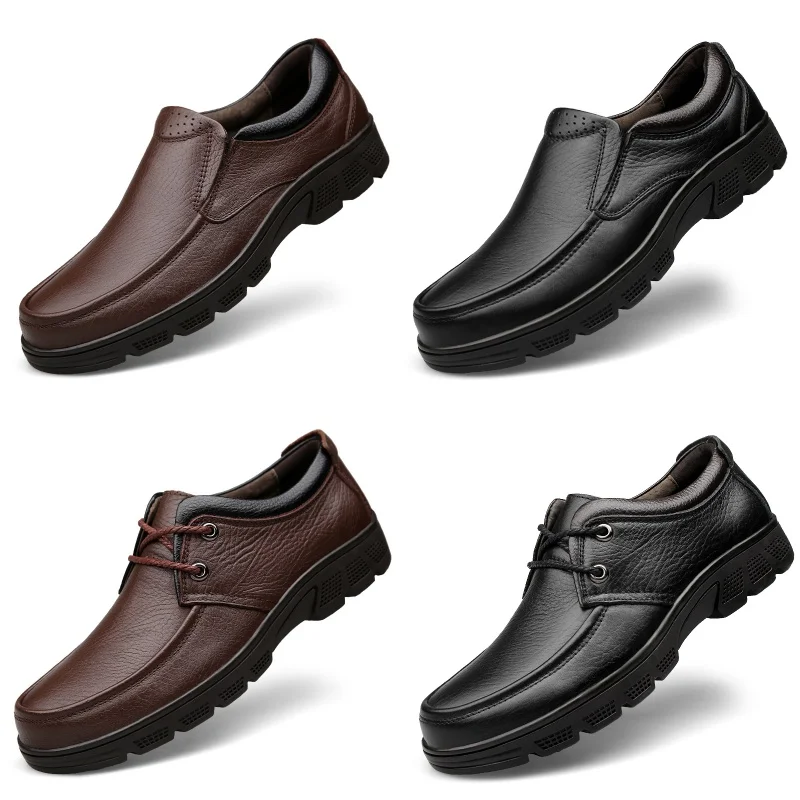 Loafers Men Business Leather Man Black British Lift Leisure Oxford Flats Boat Shoes Plus Size 38-47