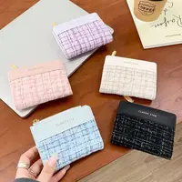 Retro Fashion Mini Short Wallet PU Leather Large Capacity Coin Purse Solid Color Card Holders Girl 1