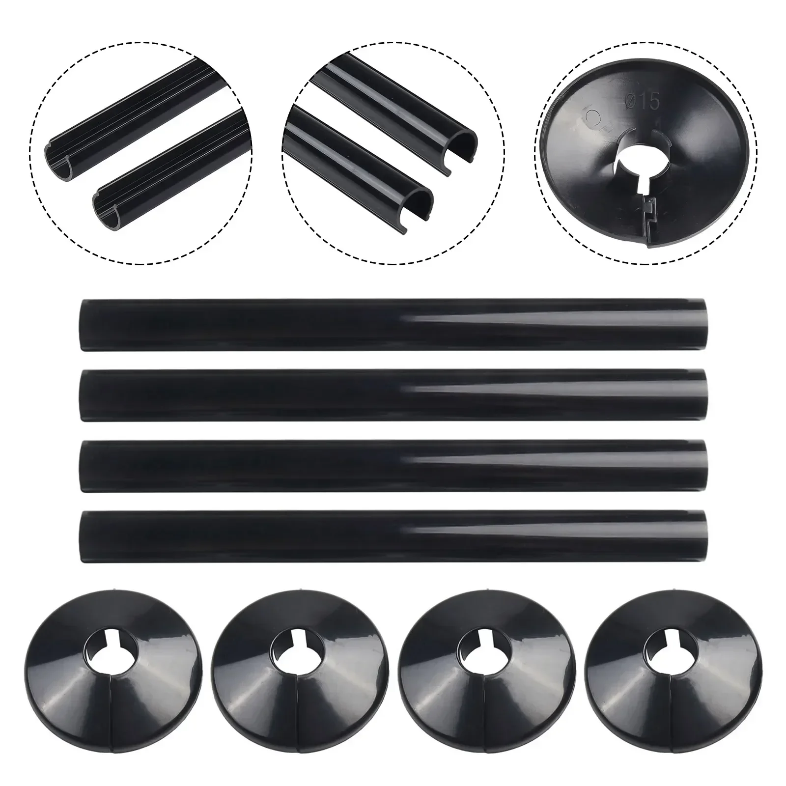 Collari Decorativi Per Tubi Del Riscaldamento - 4 Pezzi, Diametro 15 Mm, Plastica Dorata, A Sgancio Rapido
