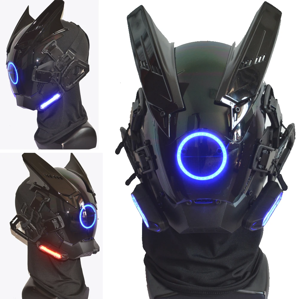 

Cyberpunk LED Face Mask, Glow in the Dark, Futuristic Tech Gear Headgear, Cosplay Decoration