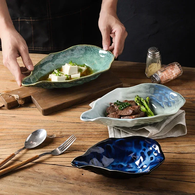 Japanese Kiln-changing Ceramic Flavor Dish Personalized Restaurant Hotel Oyster-shaped High-value Dessert Small Dish Dipping