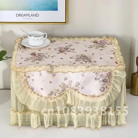 

Polyester Microwave Oven Dust Cover Towel Rural Lace Style Household Kitchen Appliance Dust Cover Microwave Oven Cover