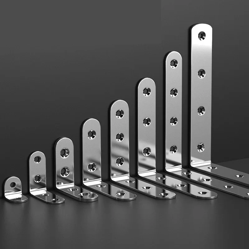 

4/8PCS Stainless Steel Corner Code 90 Degree Right Angle Straight Plate Holder Triangular Iron Bracket Furniture Connector