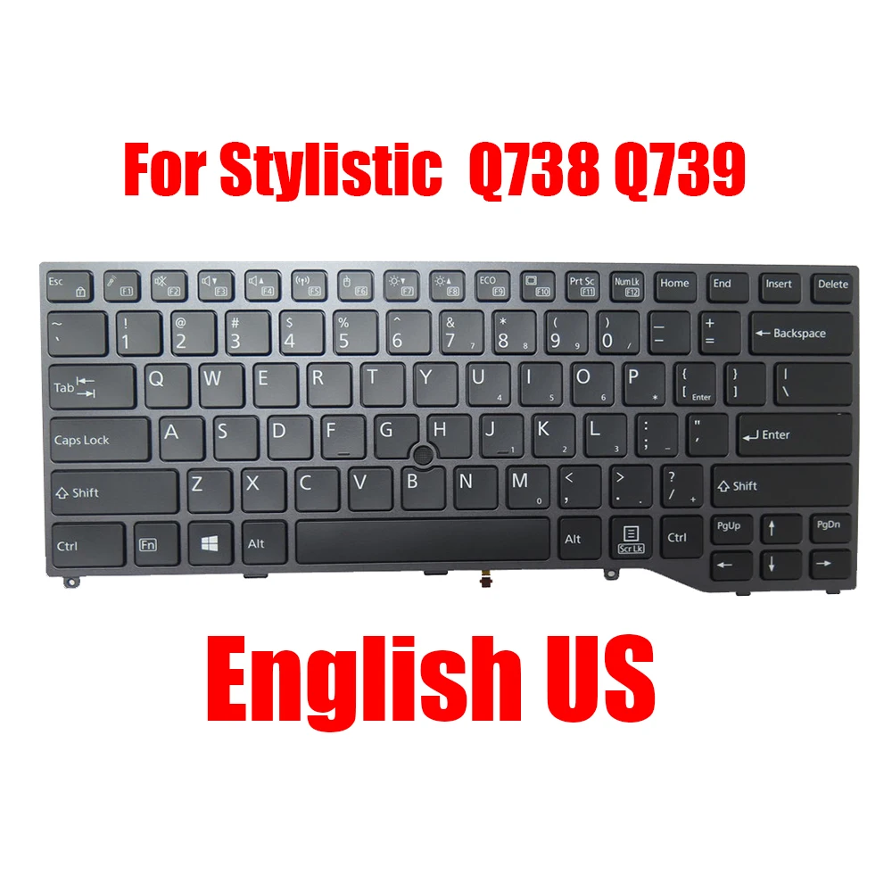 

Laptop Keyboard For Fujitsu For Stylistic Q738 Q739 English US Black With Pointing Without Backlit New