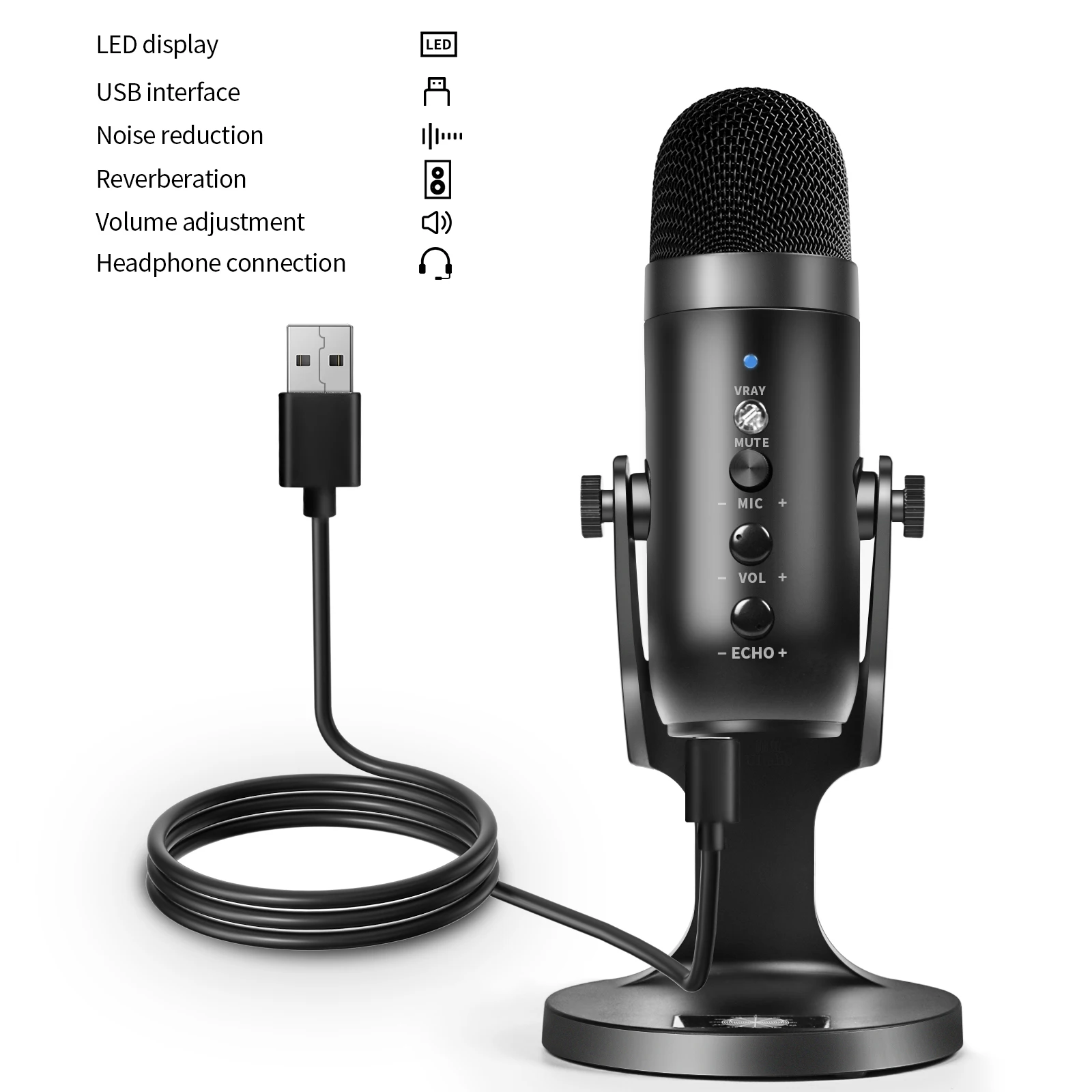 headset with mic Kinglucky usb condenser microphone game professional computer Bluetooth speaker subwoofer support media podcast recording best microphone for streaming