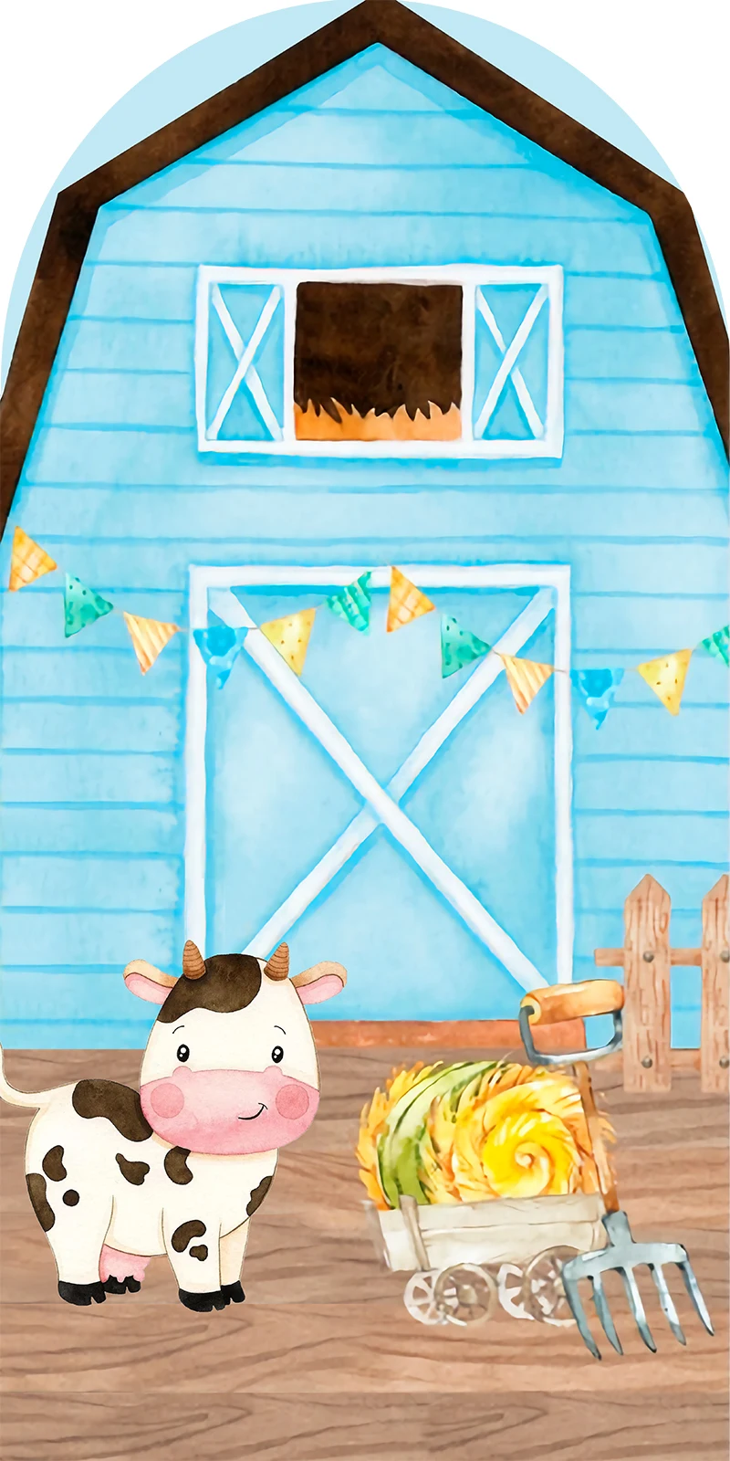 Azul celeiro casa arco parede animais caminhão fazenda círculo redondo pano  de fundo capa menino aniversário bolo mesa vaca plinth capas - AliExpress, image size:800x1600