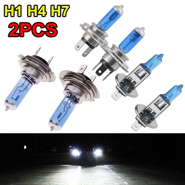 2Pcs Car Auto Lamps Xenon Lamp Super Bright Halogen Car Headlight Super LED Bulbs White 12V H1 H4 H7 Headlamps Kit 100W 6000K 1