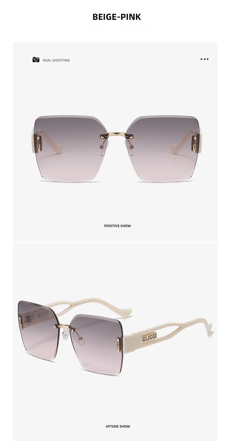 Fashionable Women's Square Frameless Sunglasses Large Frame_voghion.com
