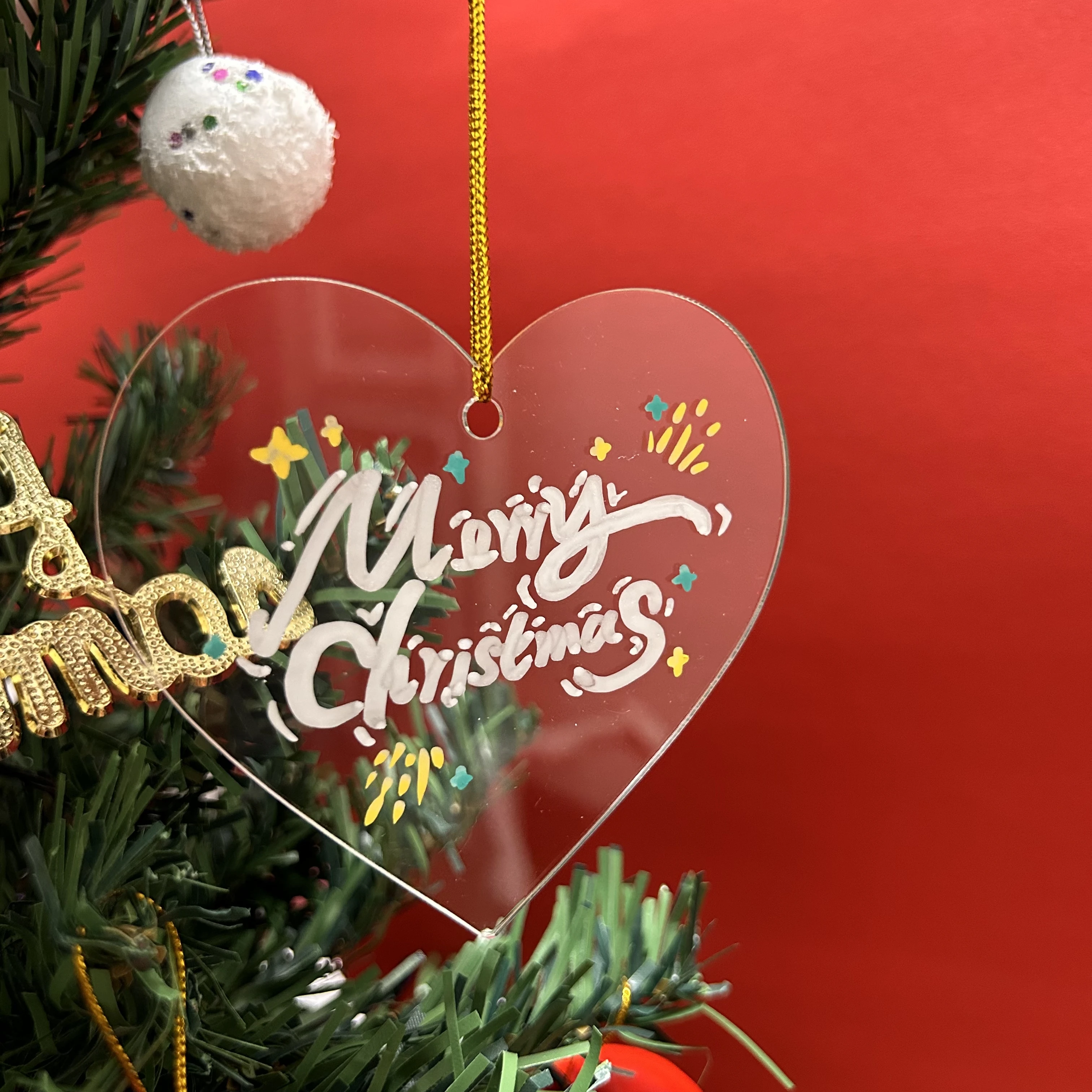 50PCS Clear Blank Acrylic Christmas Ornaments for Tree Decorations