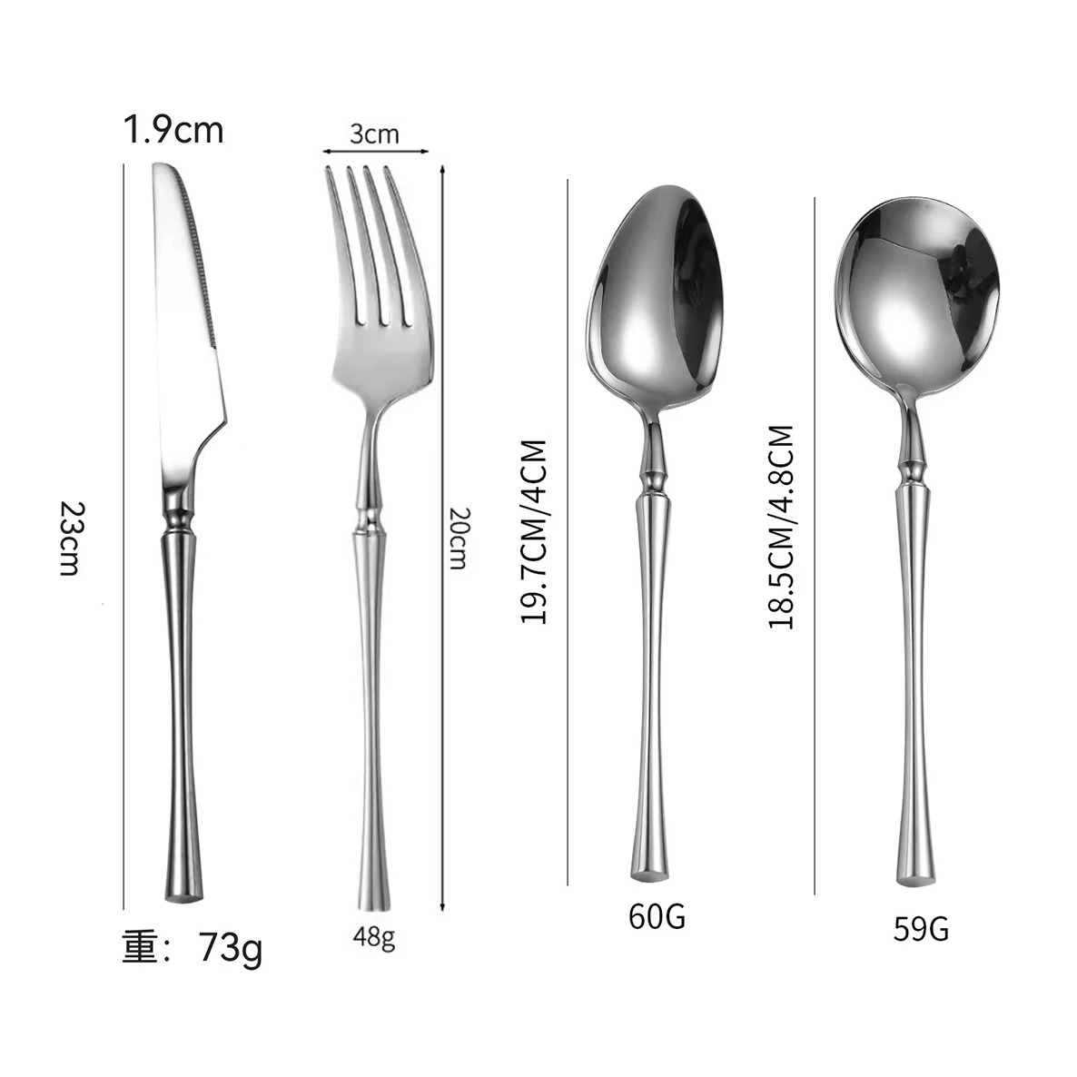 Couteau à steak, fourchette et cuillère en acier inoxydable 304 de haute qualité, épaissis, pour la vaisselle domestique ou hôtelière