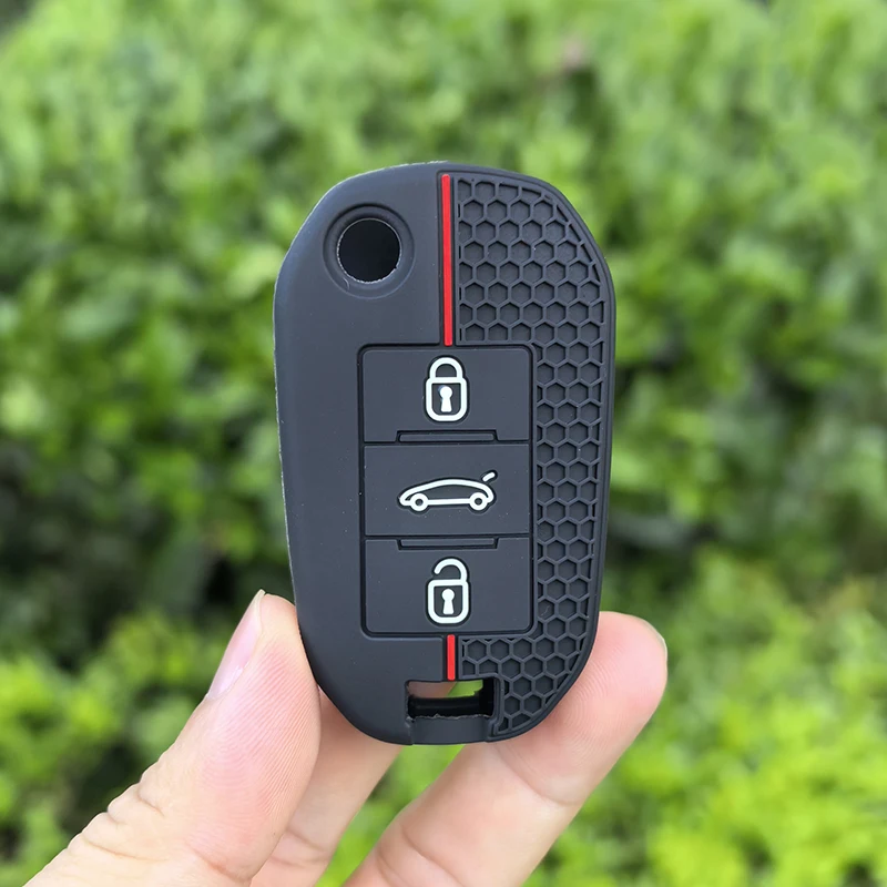 Silicone Cover for Car Remote Key with 3-Button Protection, Flexible Key Shell Case