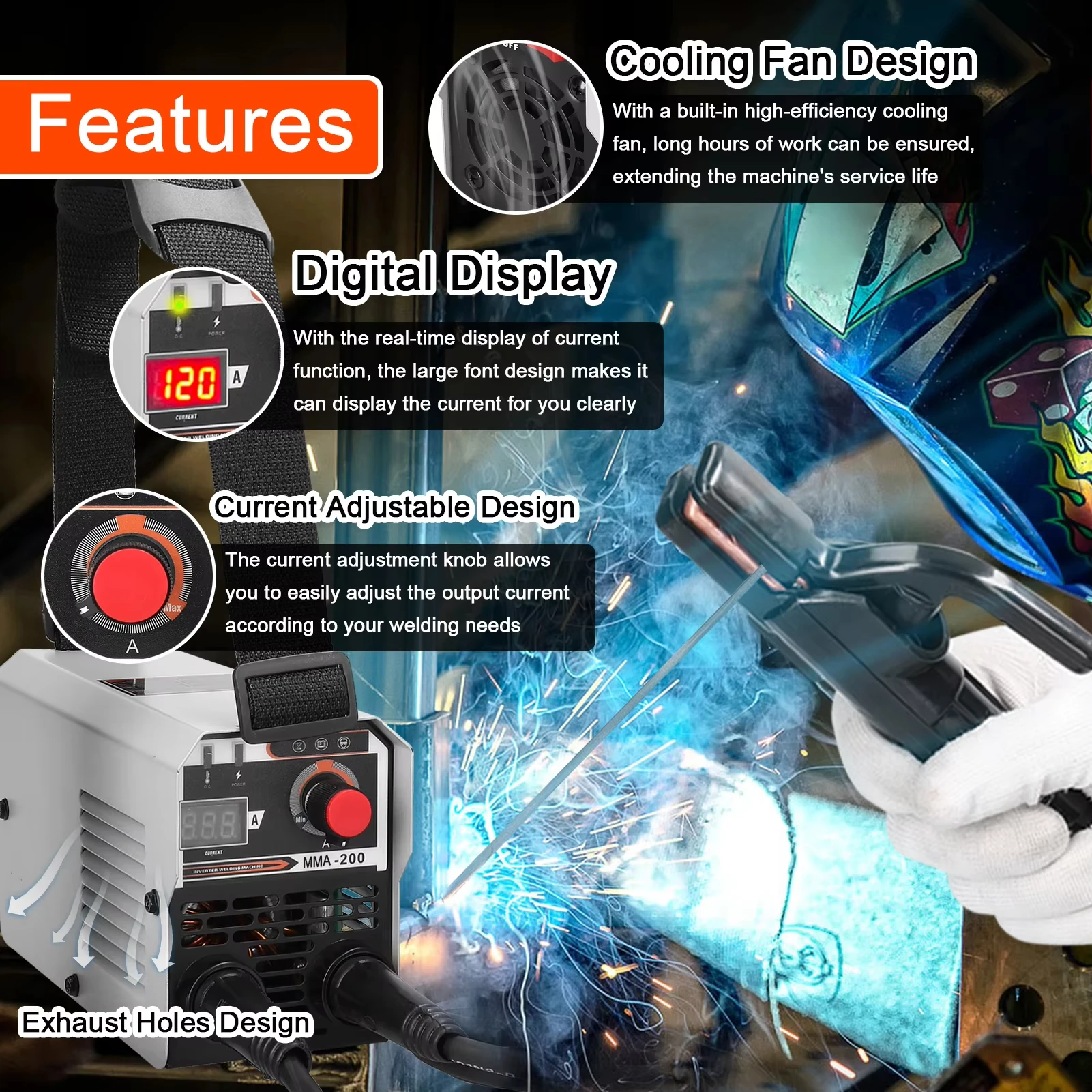 120A 220V European Standard Portable Mini Welding Machine MMA-200 handheld welding equipment MMA welding machine
