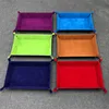 Rectangle Storage Tray PU Leather Velvet Folding Dice Tray Table Games Key Wallet Coin Organizer Trays Sundries Serving Tray 3