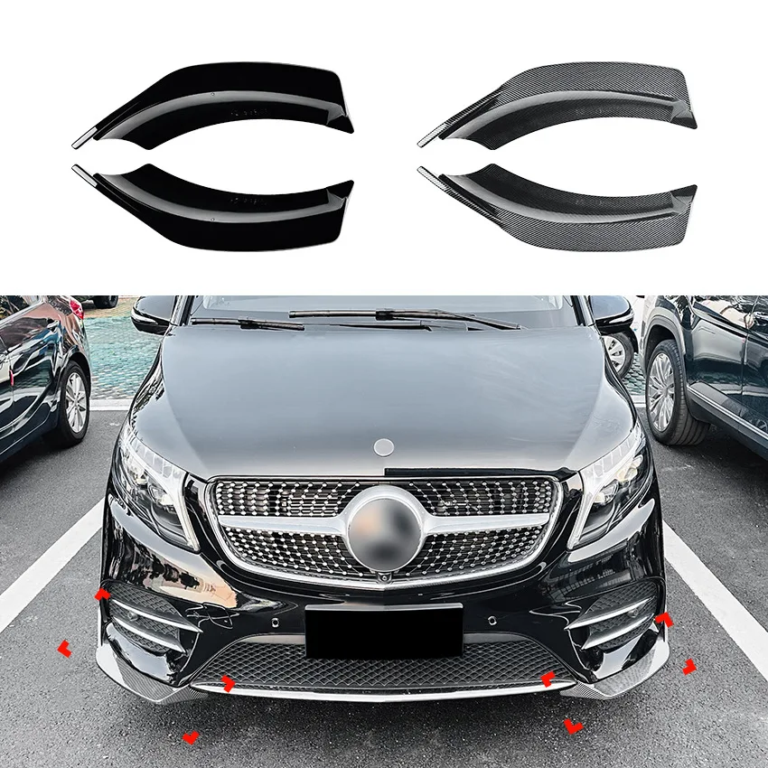 

For Mercedes Benz V Class W447 2018-2023 AMG Car Front Bumper Lip Splitter Body Kit Line Spoiler Scratch Protector Accessories