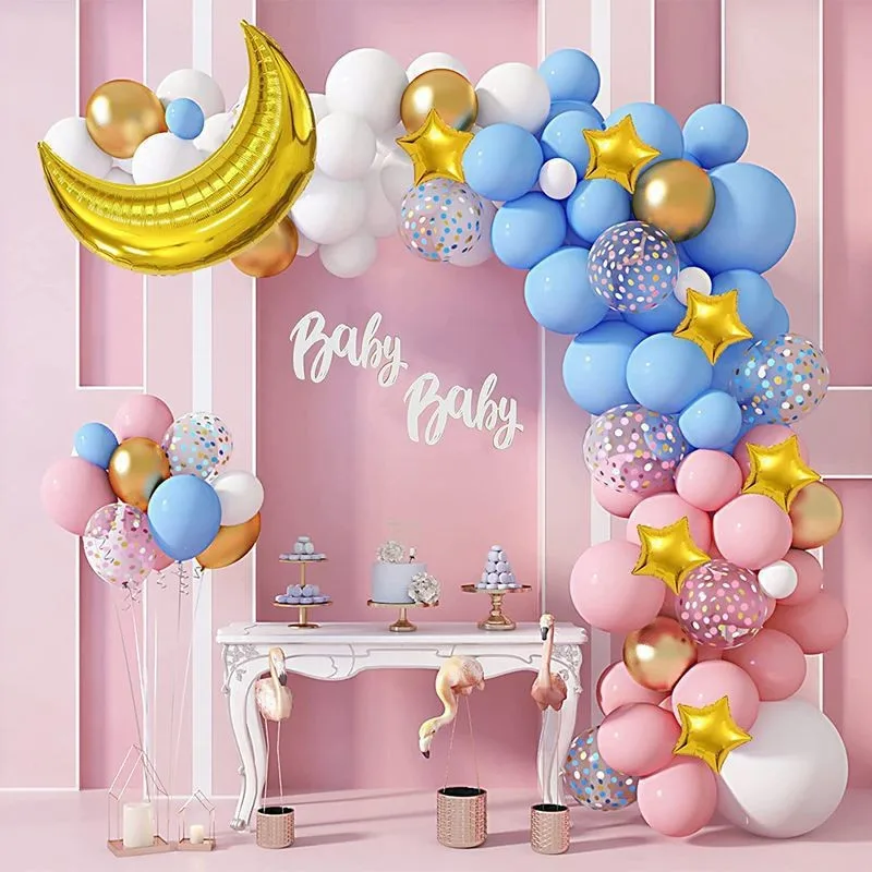 2024Blue Macaron Balloon garland Arch Kit Birthday Party Decor Foil Latex Ballon Wedding Birthday Party Baby Shower Kids Balloon 165pcs pearl rose gold balloon garland wedding decoration confetti rose ballon baby shower gender reveal birthday party decor