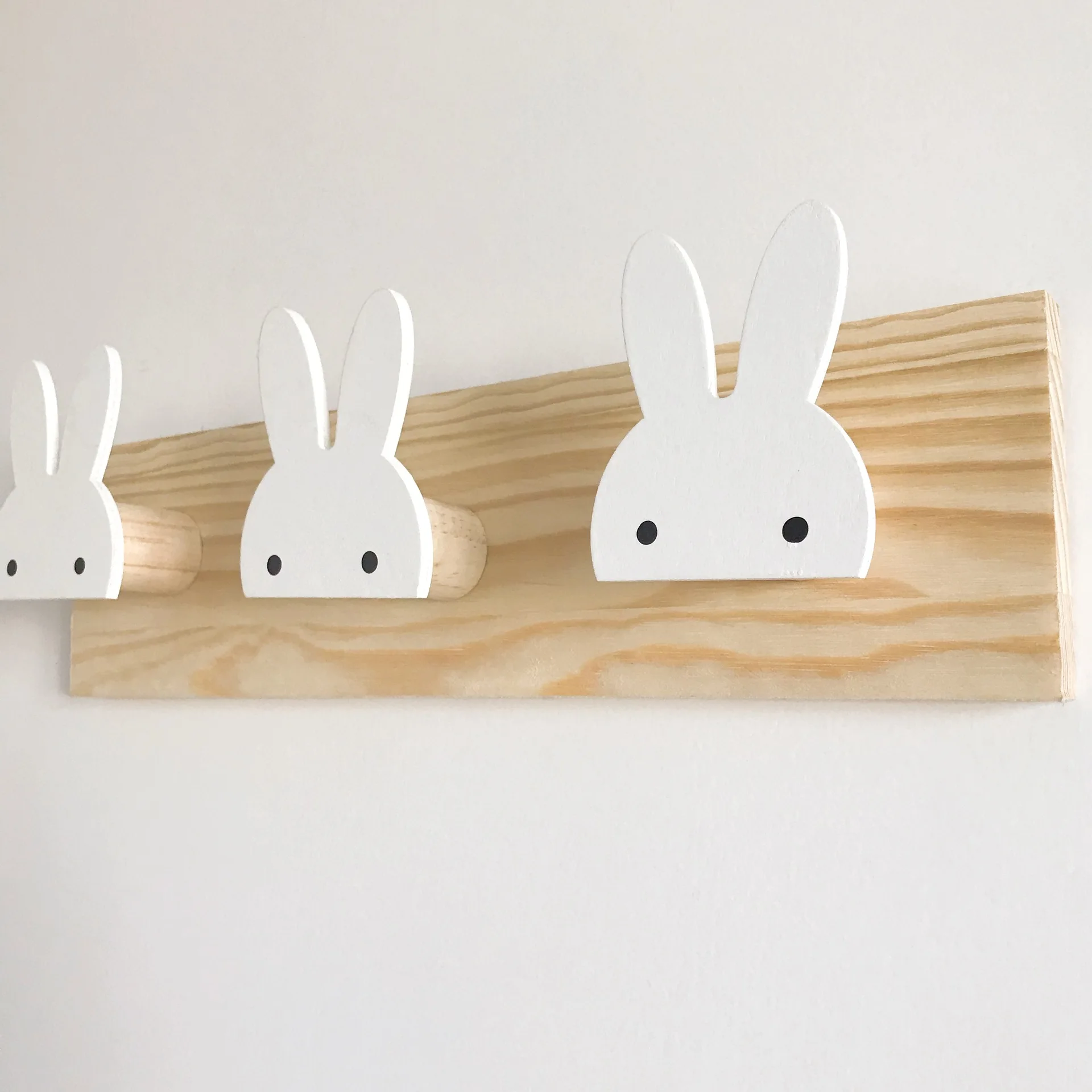 Nordic Style Creative Home Hook Clothes Hanging Children Room Rabbit Solid Wood Storage Racks Bow Clapboard Home Decoration 3