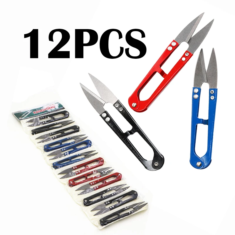 12pcs Tailor Scissors Stainless Steel Cross Stitch Clothing Spring Safety Sharp Cutting U-Shaped Home Diy Office Study Supplies serrated scissors shaped shears stainless steel diy tailor clothing scissors office multifunctional portable art supplies